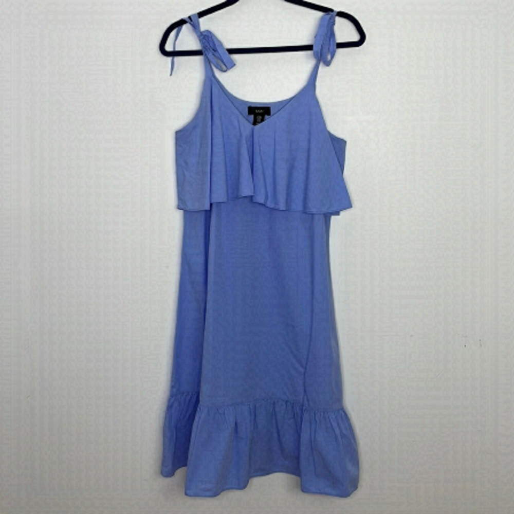 Blue Sleeveless Ruffle Dress